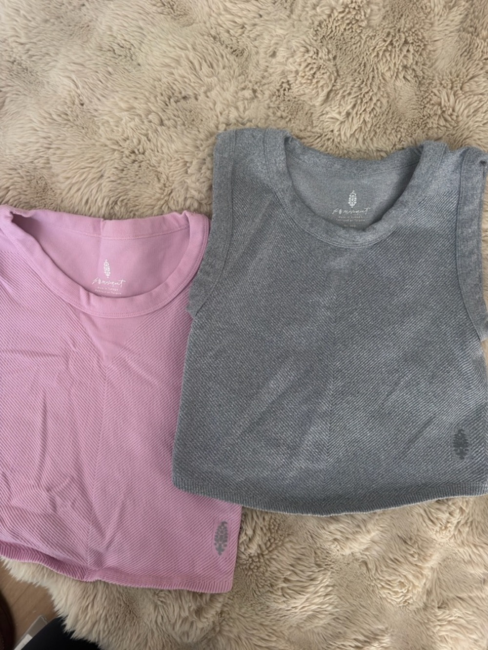 FP Movement by Free People Ribbed Tank Set in Pink & Gray